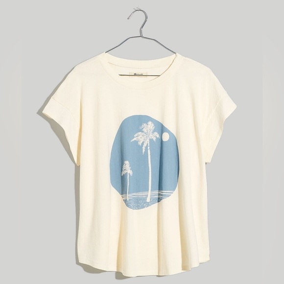 Madewell x Walker Noble Studios Palm Tree Loose Fitting Tee Used L - Picture 3 of 4